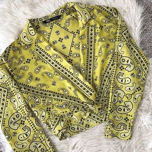 ZARA Paisley print green crop top.